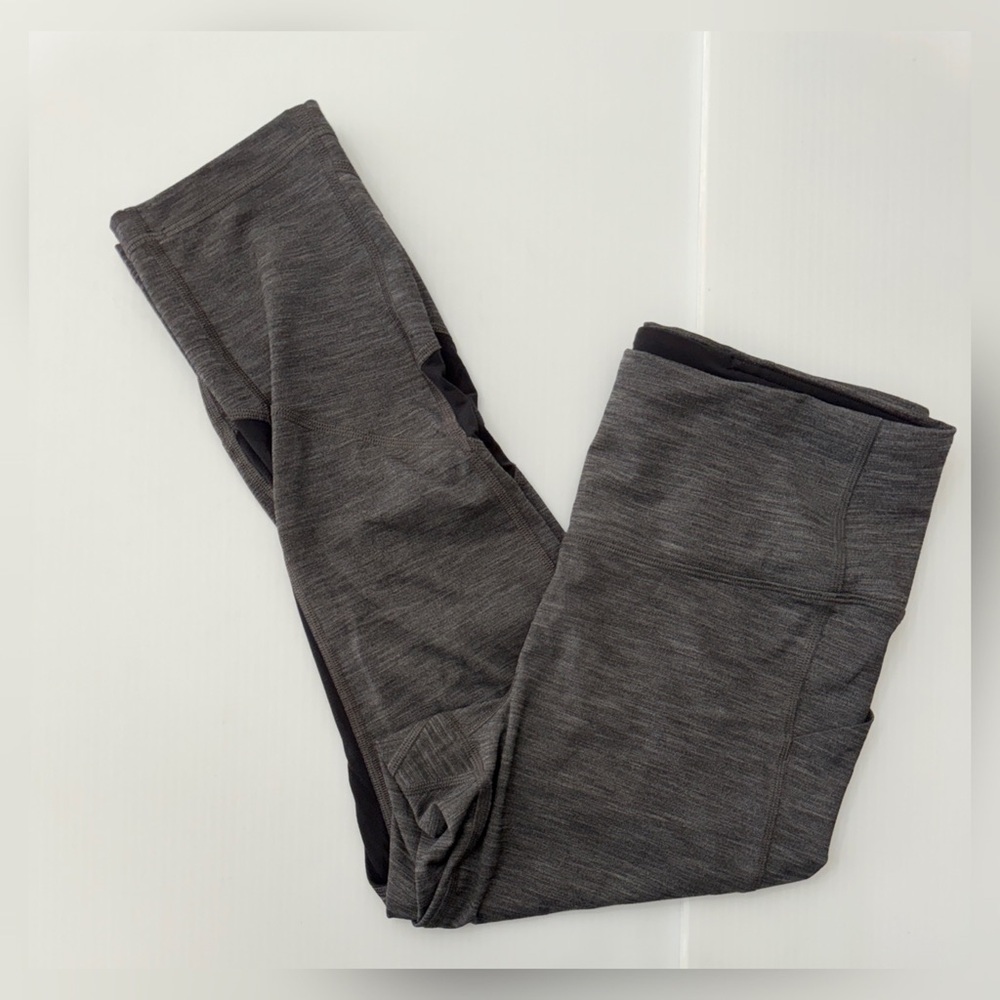 Lululemon Pace Rival Mid-Rise Crop 22” Leggings Heathered Black - 8